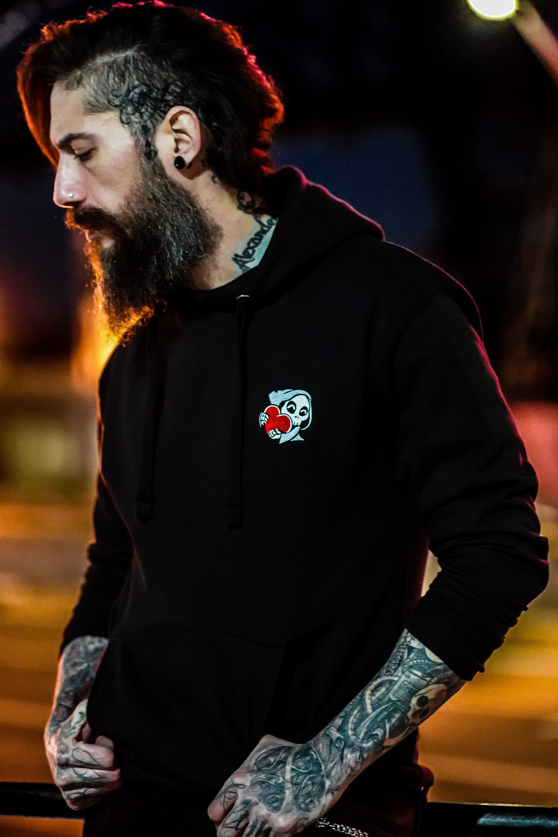 "Heart You" Embroidered Pullover Hooded Sweatshirt